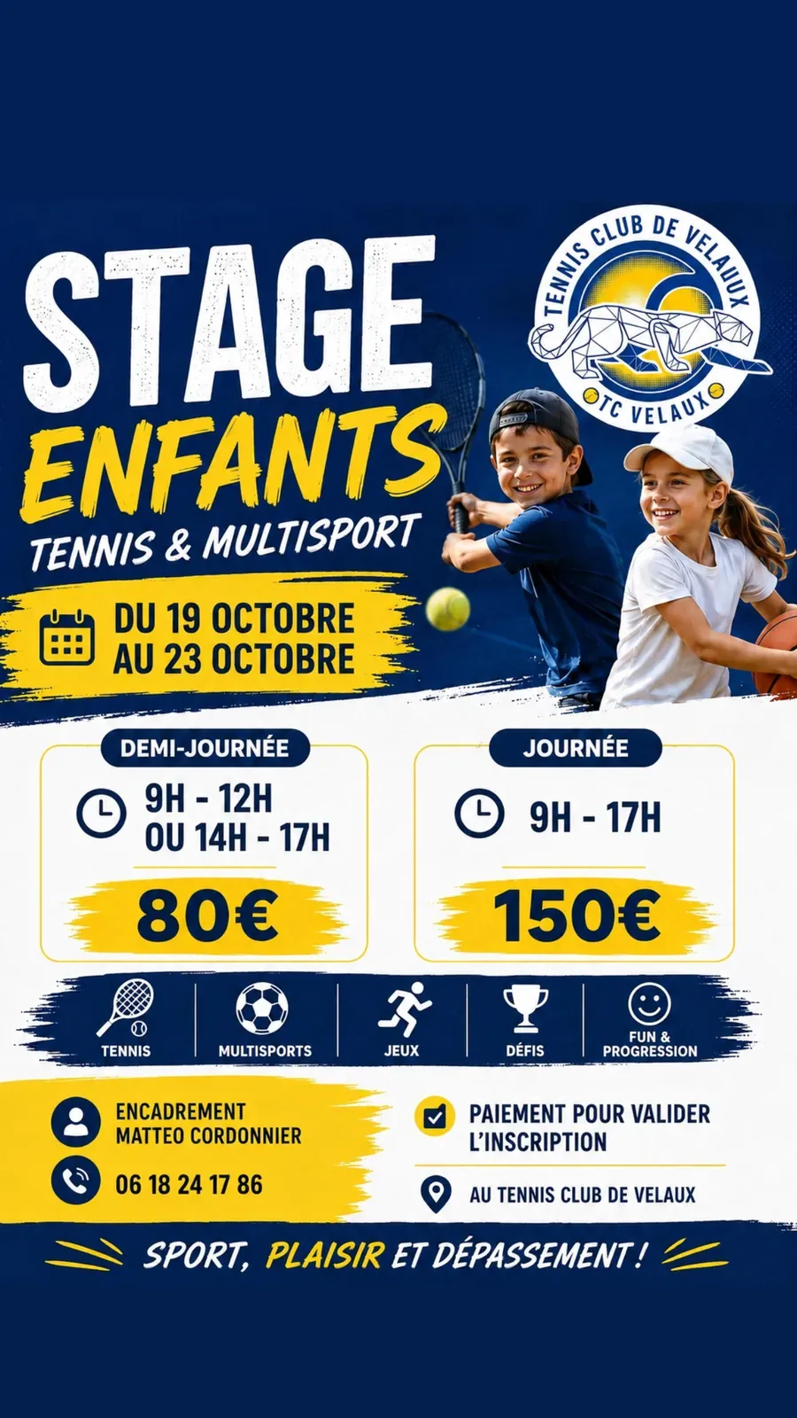 Stage enfants du 19 au 23 octobre 2026
